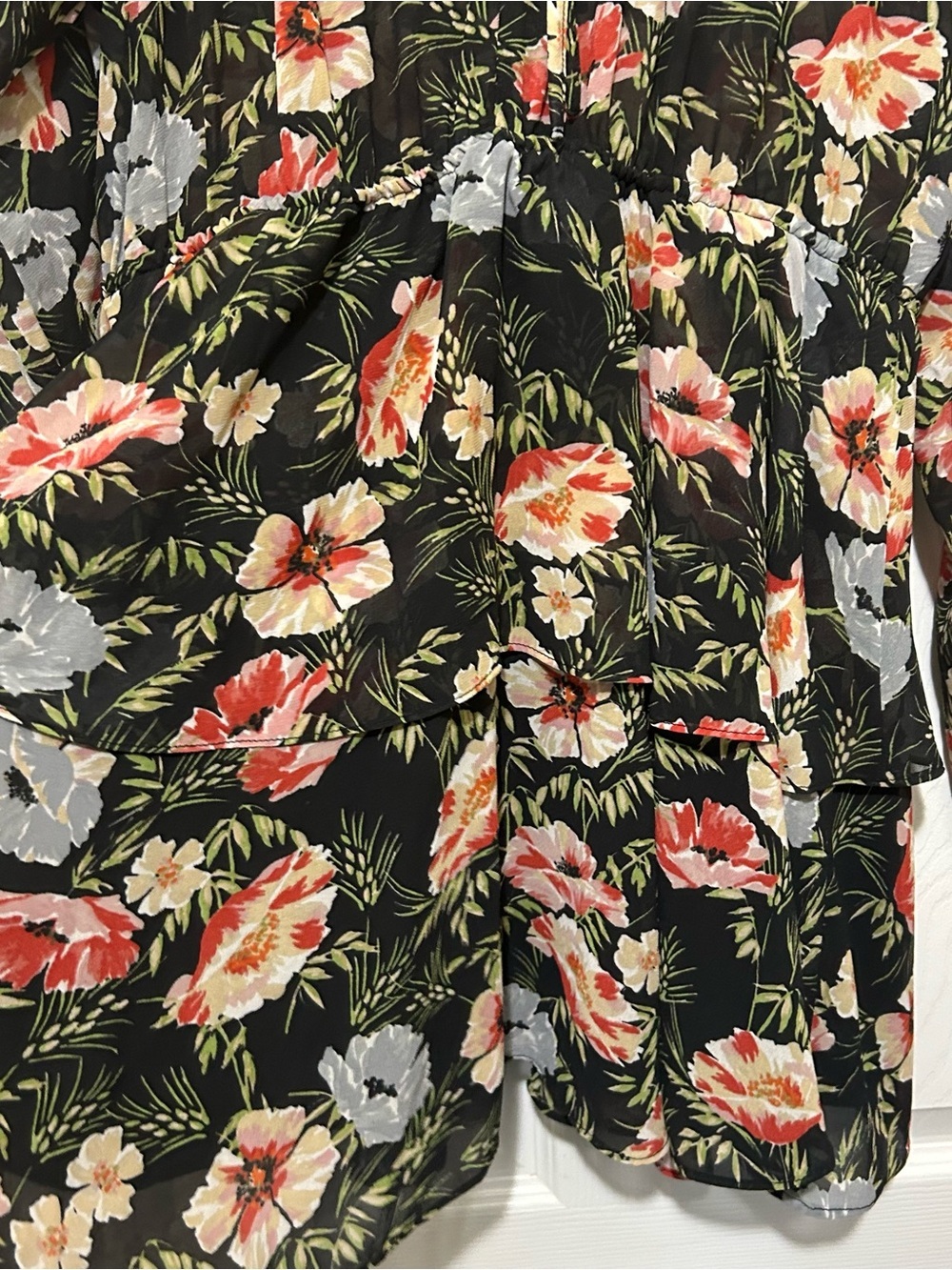 Tularosa Black Floral Mini Dress LBD Vacation Honeymoon Sheer Summer Sz Med - Picture 7 of 14
